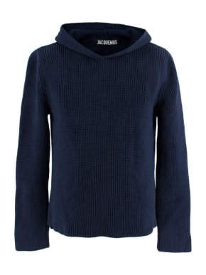 Jacquemus Navy La Maille Capuche Navy Rib-Knit Hoodie
