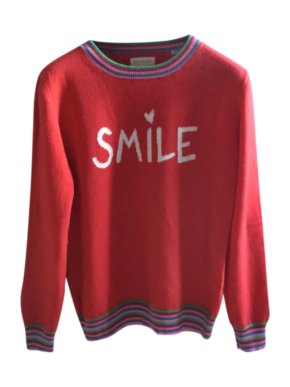 Chinti & Parker Red Cashmere Smile Jumper