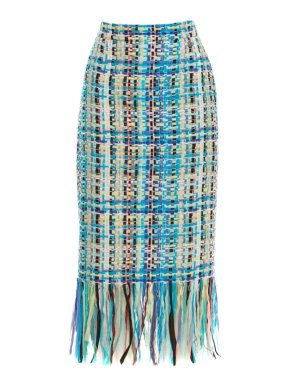Chanel Paris/Cuba Blue Lessge Tweed Skirt