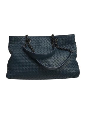 Bottega Veneta Navy Intrecciato Leather Shoulder Bag