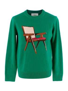 Casablanca Green Chair Motif Wool Intarsia Knit Jumper