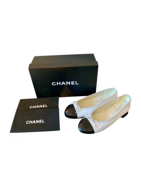 Chanel Black & White Embossed Ballerinas