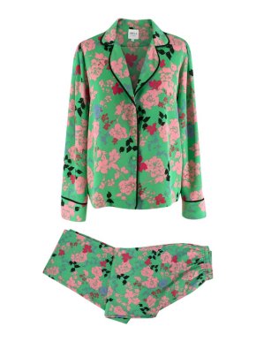 Misa Los Angeles Green Floral Crepe Pyjama Top & Trousers