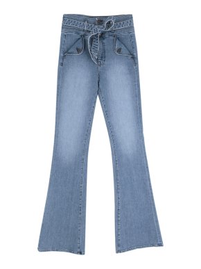 Veronica Beard Giselle Tie-Waist Mid-Wash Flared Denim Jeans