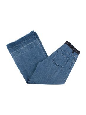 Sonia Rykiel Mid-Wash Wide Leg Denim Jeans with Crystal Waistband