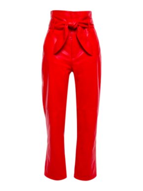 Marissa Webb Red Lambskin Bow Tie Trousers