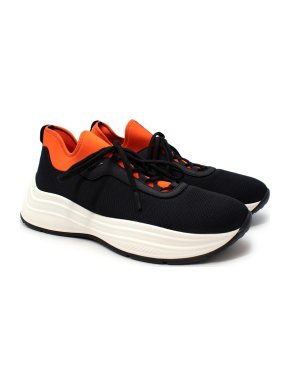 Prada New America's Cup Black & Orange Mesh Trainers