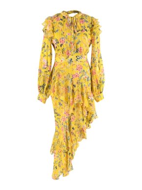 Hemant & Nandita Eden Yellow Floral Asymmetric Dress