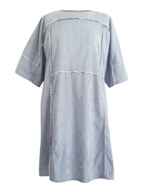 You Must Create YMC Blue Cotton Striped Shift Dress