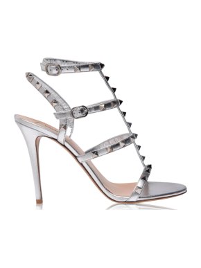 Valentino Silver Rockstud Leather Sandals