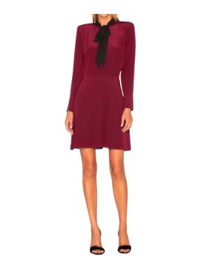 The Kooples Burgundy Contrast Pussybow Dress