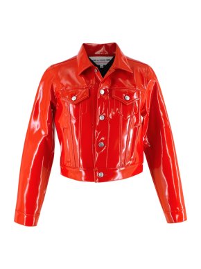 Comme des Garcons Red Vinyl Cropped Jacket