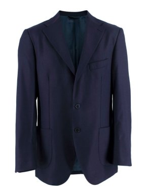 Boggi Navy Textured Wool Single Breasted Blazer