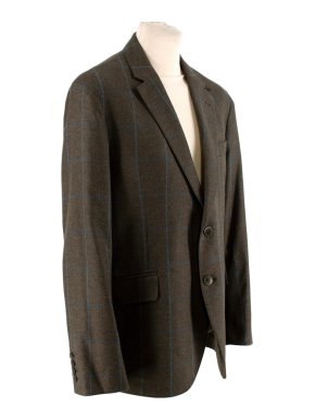 Hackett Brown Wool Windowpane Check Blazer