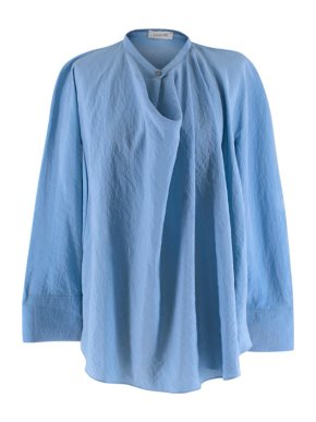 Lemaire Light Blue Mouselline Hammered Silk-Blend Blouse