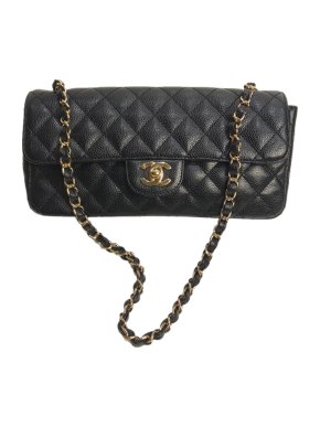 Chanel Black Vintage Caviar Leather Long Flap Bag