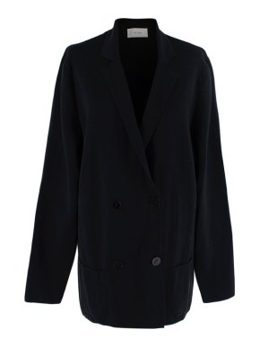 The Row Black Wool-Silk Longline Knitted Blazer