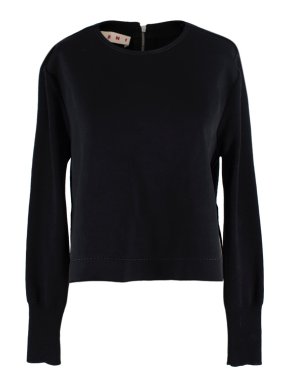 Marni Black Contrasting Silk & Wool Top