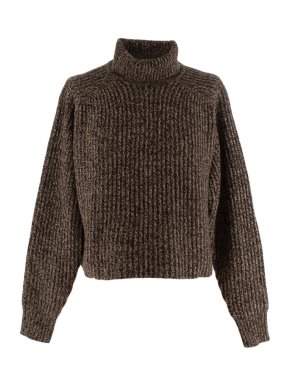 The Row Brown Marl Cashmere Knit Polo Neck Jumper