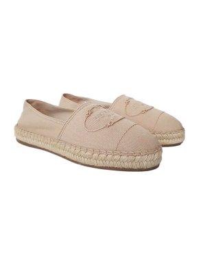 Prada Beige Embroidered Canvas Espadrilles