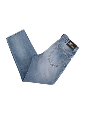 Gucci Eco Bleached Organic Blue Denim Jeans