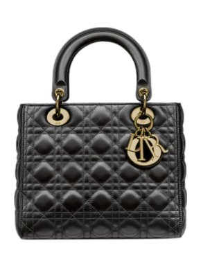 Dior Black Leather Medium Lady Dior Bag