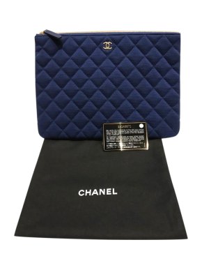 Chanel Blue Quilted Canvas O Pouch