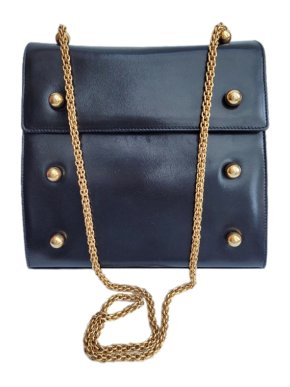 Paloma Picasso Vintage Black Studded Leather Shoulder Bag