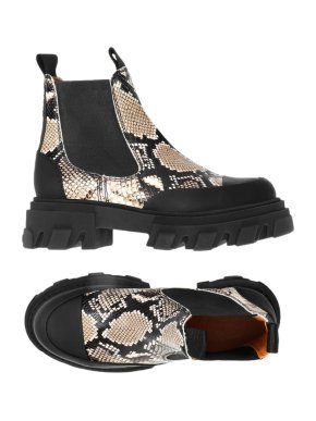 Ganni Snakeskin Print Platform Chunky Boots
