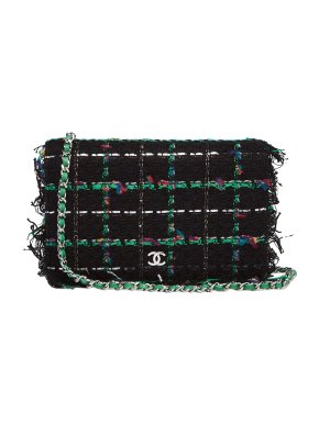 Chanel Black & Turquoise Data Centre Tweed Wallet on Chain
