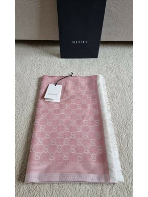 Gucci Pink Reversible Wool & Silk Scarf
