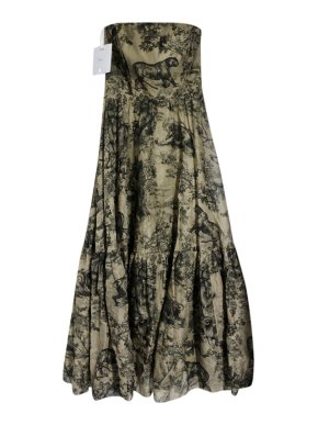 Dior Toile De Jouy Strapless Maxi Dress