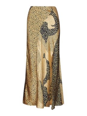 RIXO Parker leopard-print silk-satin midi skirt