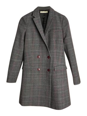 Balenciaga Grey Check Double Breasted Coat