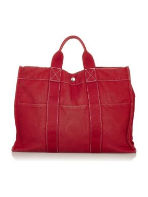 Hermes Red Canvas Fourre Tout MM