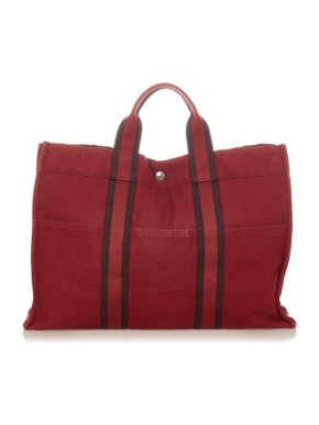 Hermes Red Canvas Fourre Tout MM