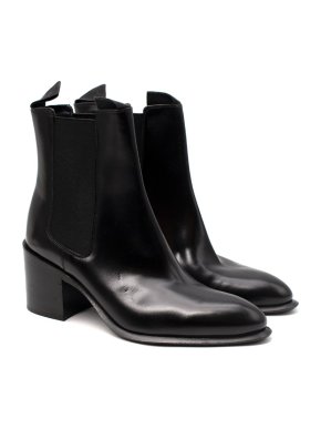 Celine Black Leather Block Heel Chelsea Boots