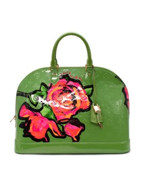 Louis Vuitton Green Monogram Vernis Roses Alma Top Handle Bag