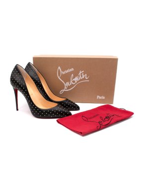 Christian Louboutin Pigalle Follies Plume Black Leather Studded Pumps