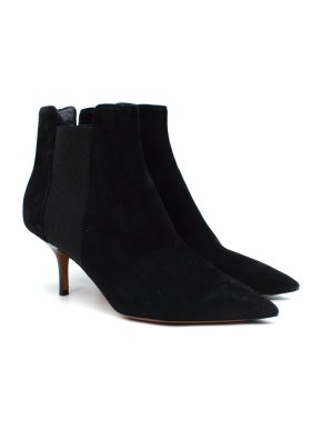 Celine Black Suede Point Toe Heeled Ankle Boots