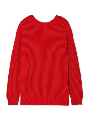 Chinti & Parker Red Ribbed Knit V-Back Jumper