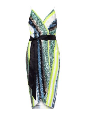 Aidan Mattox Neon Striped Sequin Dress
