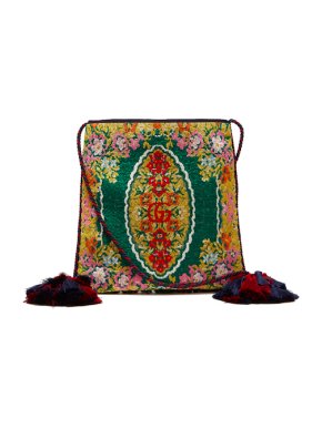 Gucci Green Floral Velvet Jacquard Shoulder Bag
