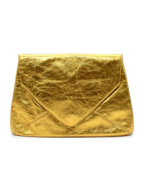 Dries Van Noten Metallic Gold Leather Envelope Clutch