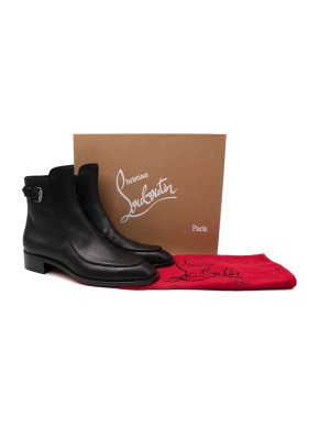 Christian Louboutin Black Ecritoir Leather Ankle Boots