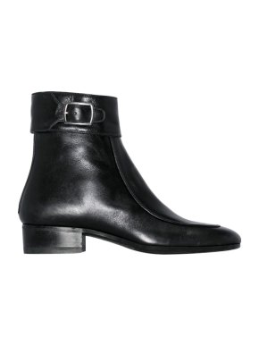 Saint Laurent Black Leather Miles Ankle Boots
