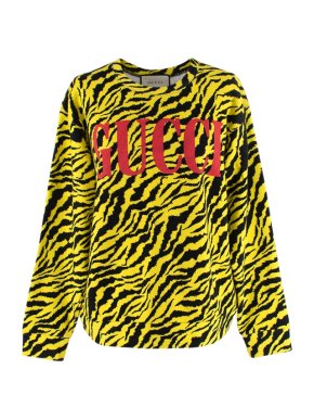 Gucci Oversized Yellow Animal Print Sweatshirt