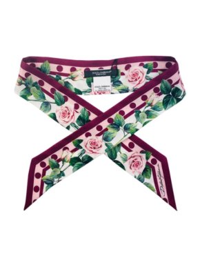 Dolce & Gabbana Tropical Floral Print Silk Twilly