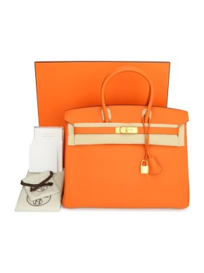 Hermes orange Epsom Leather 35cms Birkin