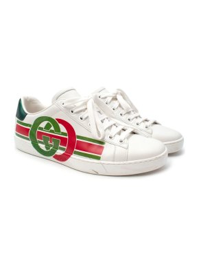 Gucci Ace Red & Green GG White Leather Trainers